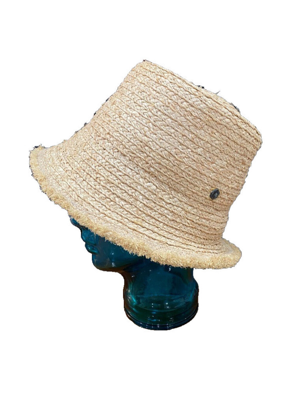 Hemlock Lenny Size Medium 100% Raffia Straw Bucket Hat Interior Frayed